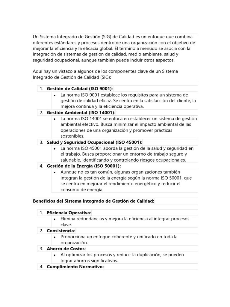 Sistema Integrado de Calidad | PDF | Gestión energética | Gestión de la ...