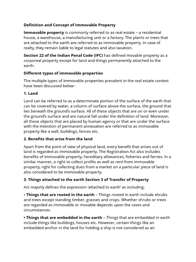 Understanding Immovable Property Types | PDF | Property | Real Property