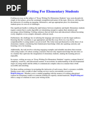 Essay Writing for Elementary Students