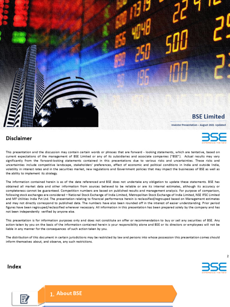 BSE Limited Investor Presentation 2021 | PDF | Futures Contract ...