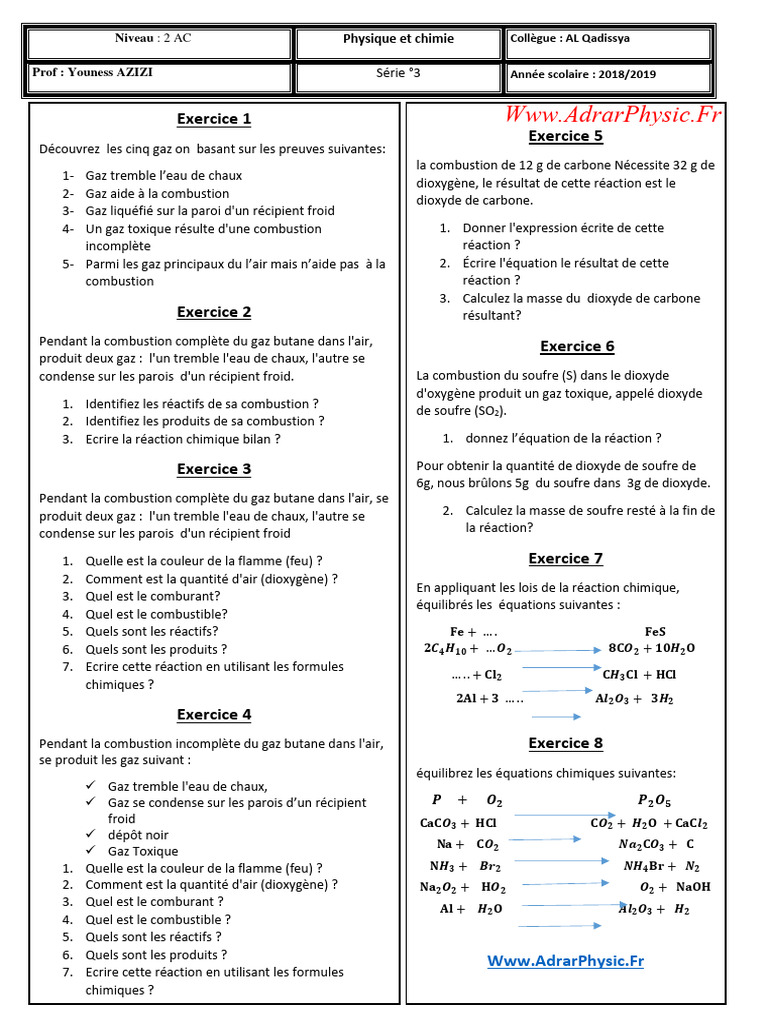 Réactions chimiques et équilibres | PDF | La combustion | Combustible