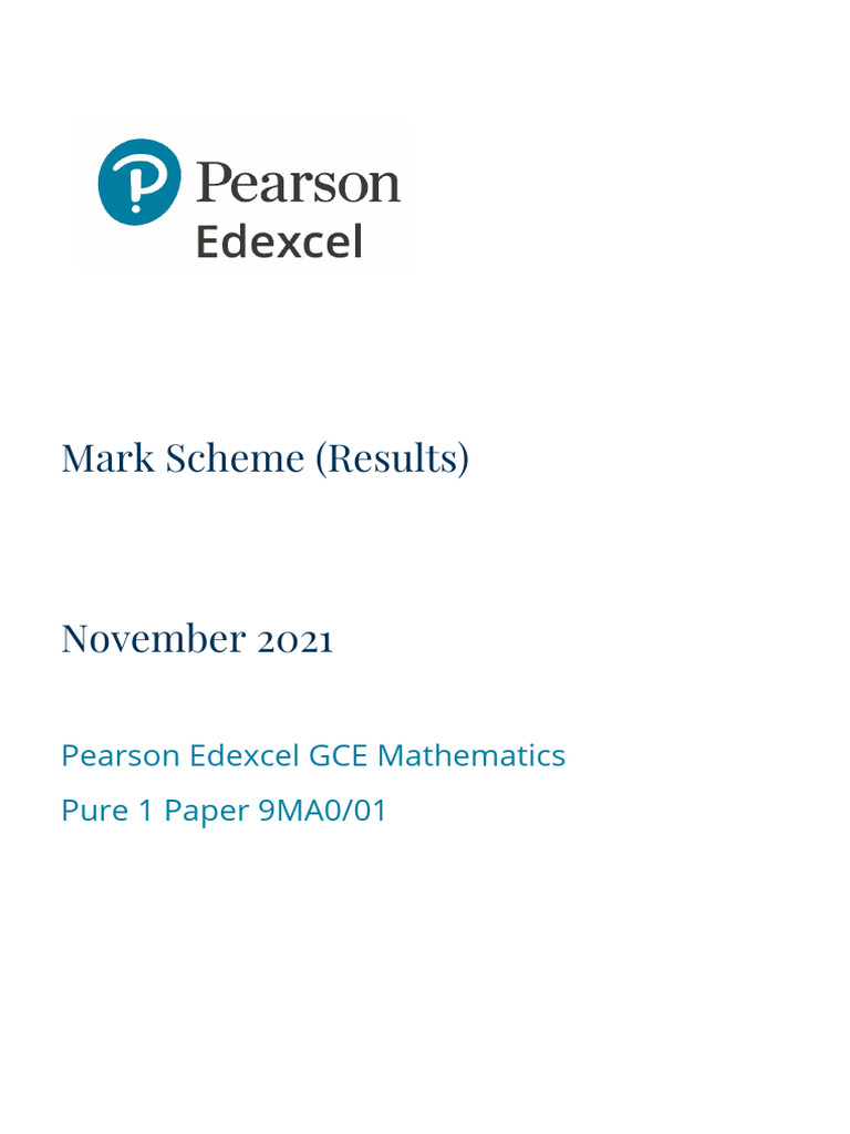 A Level Pure1 Oct2021 Mark Scheme | PDF | Quadratic Equation | Equations