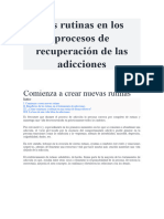 Las Rutinas en Los Procesos de Recuperación de Las Adicciones