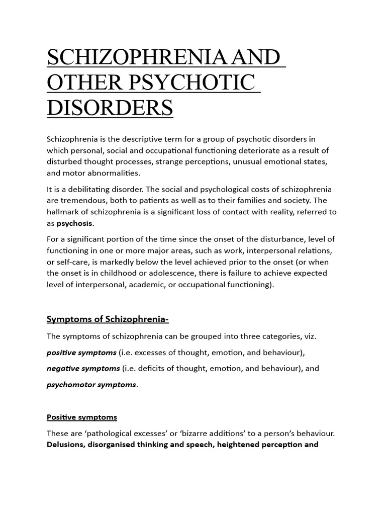 Schizophrenia and Other Psychotic Disorders | PDF | Schizophrenia ...