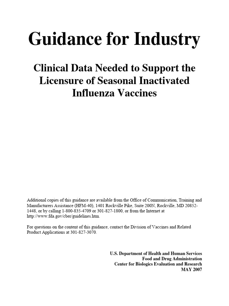 Clinical Data for Influenza Vaccine Licensure | PDF | Vaccines | Influenza