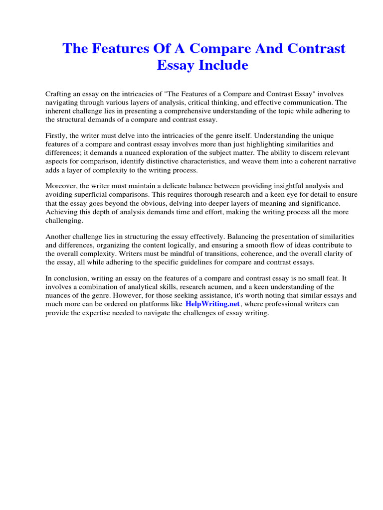 The Features of A Compare and Contrast Essay Include | PDF | Java ...