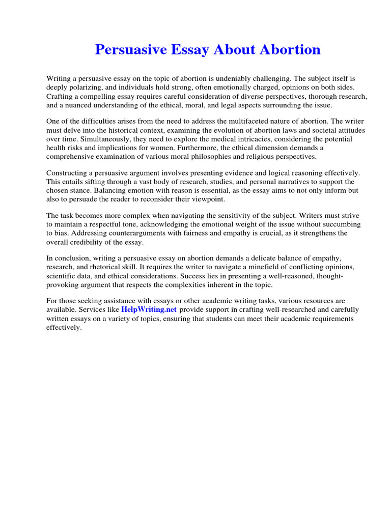 Persuasive Essay About Abortion | PDF | Schutzstaffel
