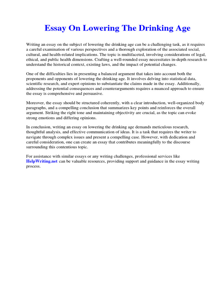 Essay On Lowering The Drinking Age Pdf Essays Winston Churchill