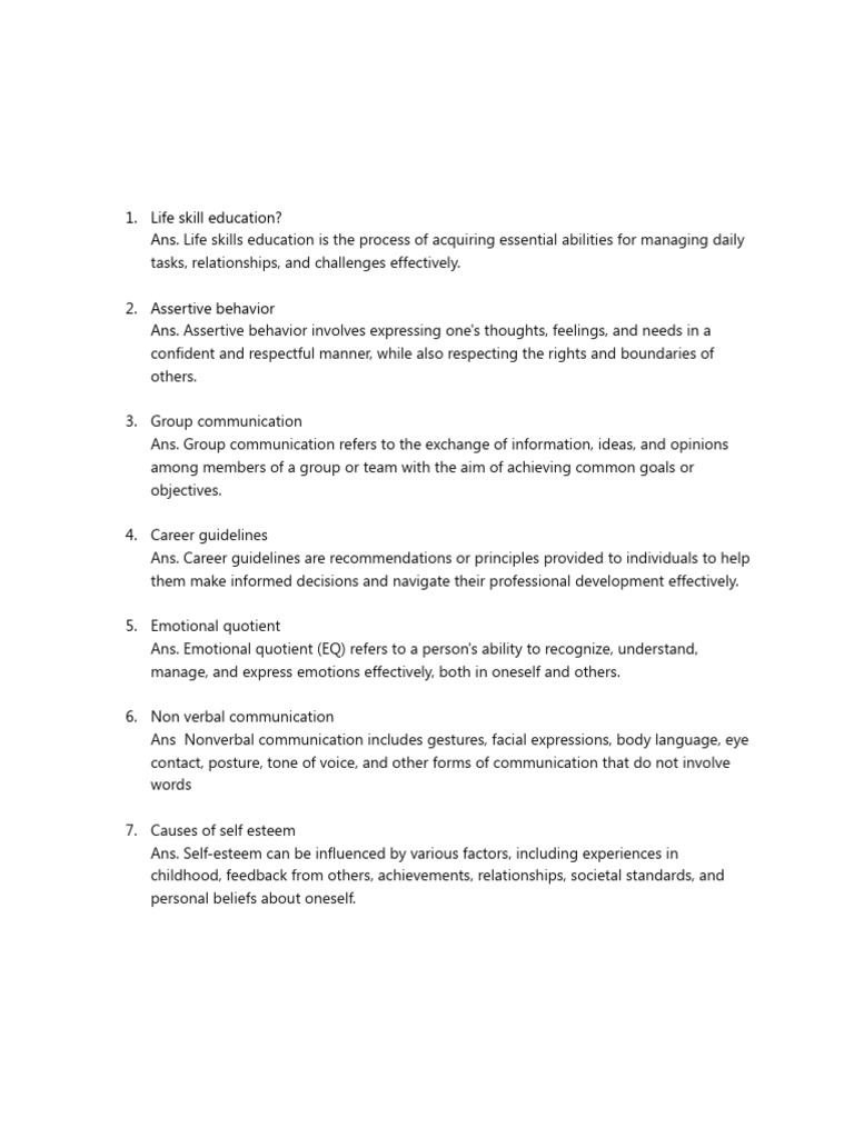 Life Skill Education | PDF | Communication | Psychological Resilience