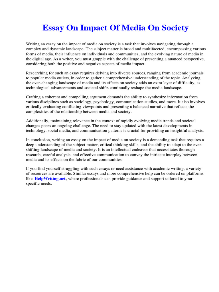 impact of mass media on society essay
