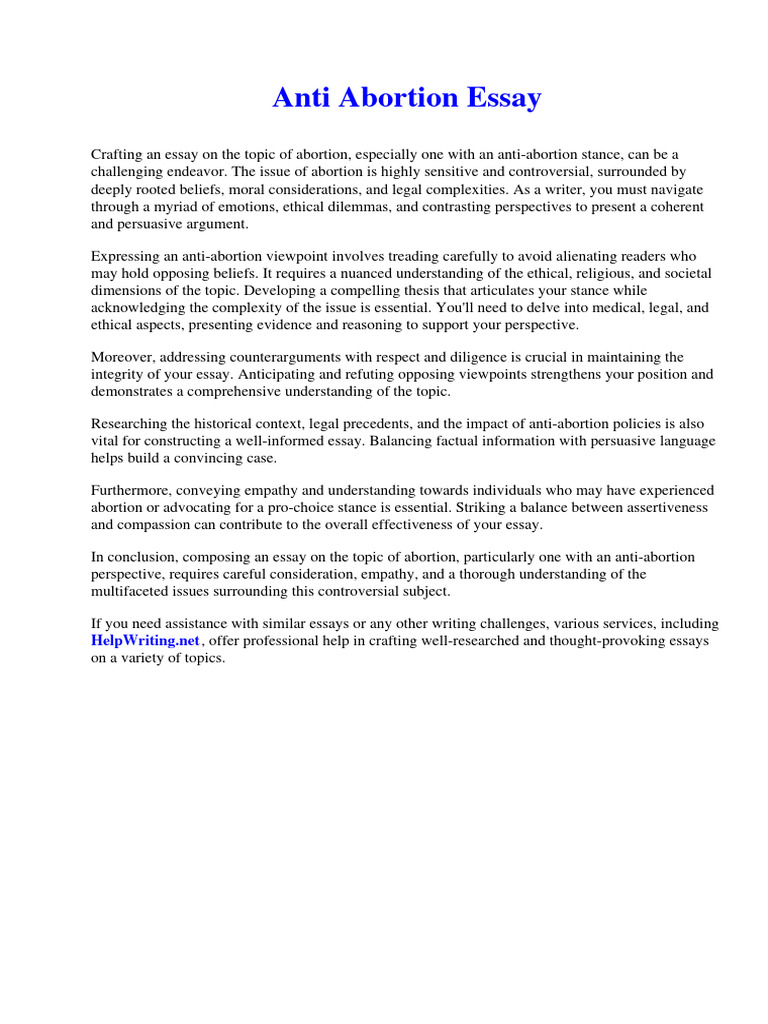 Anti Abortion Essay | PDF | I Pad | Laptop