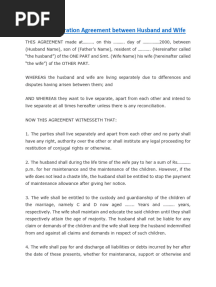 Mutual Separation Agreement Between Husband and Wife