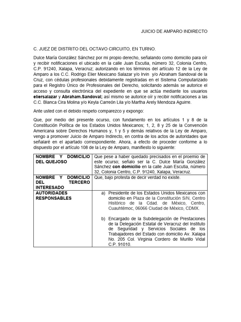 Juicio de Amparo Indirecto | PDF | México | Justicia