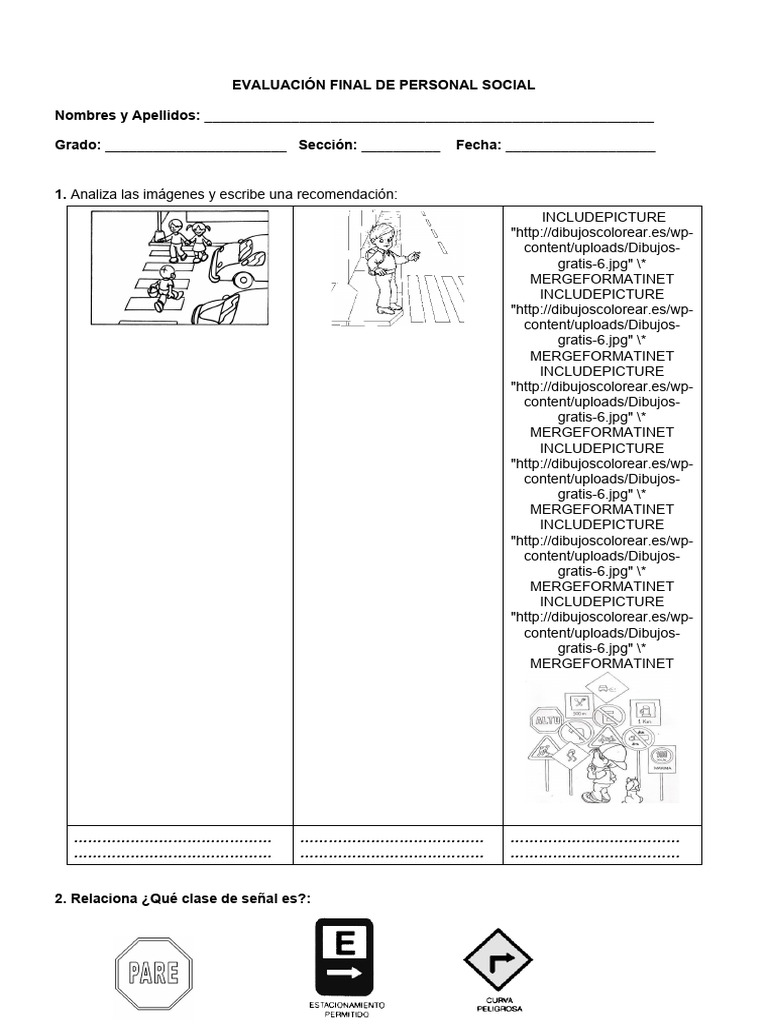 Evaluación de Personal Social Tercer Grado | PDF | Montañas | Perú