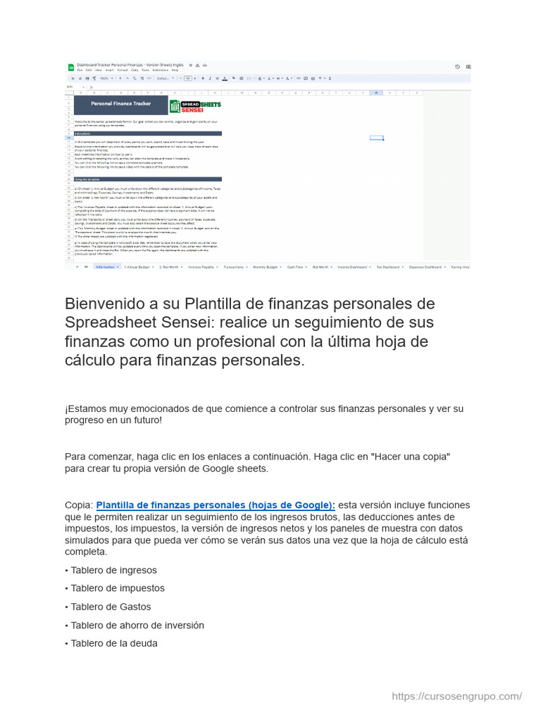 Plantilla de Finanzas Personales en Google Sheets | PDF