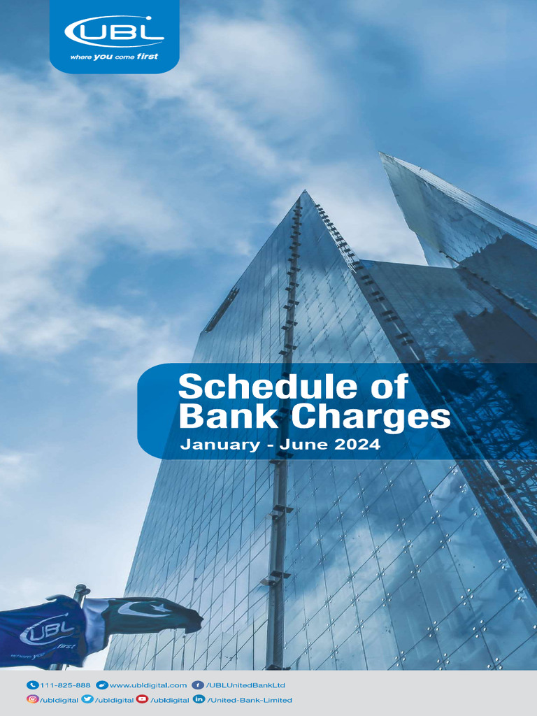 UBL Schedule of Charges 2024 | PDF | Debit Card | Cheque