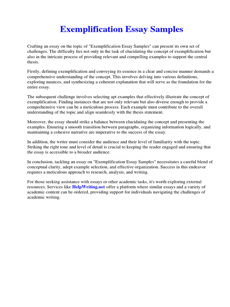 Exemplification Essay Samples PDF Essays Dietary Supplements