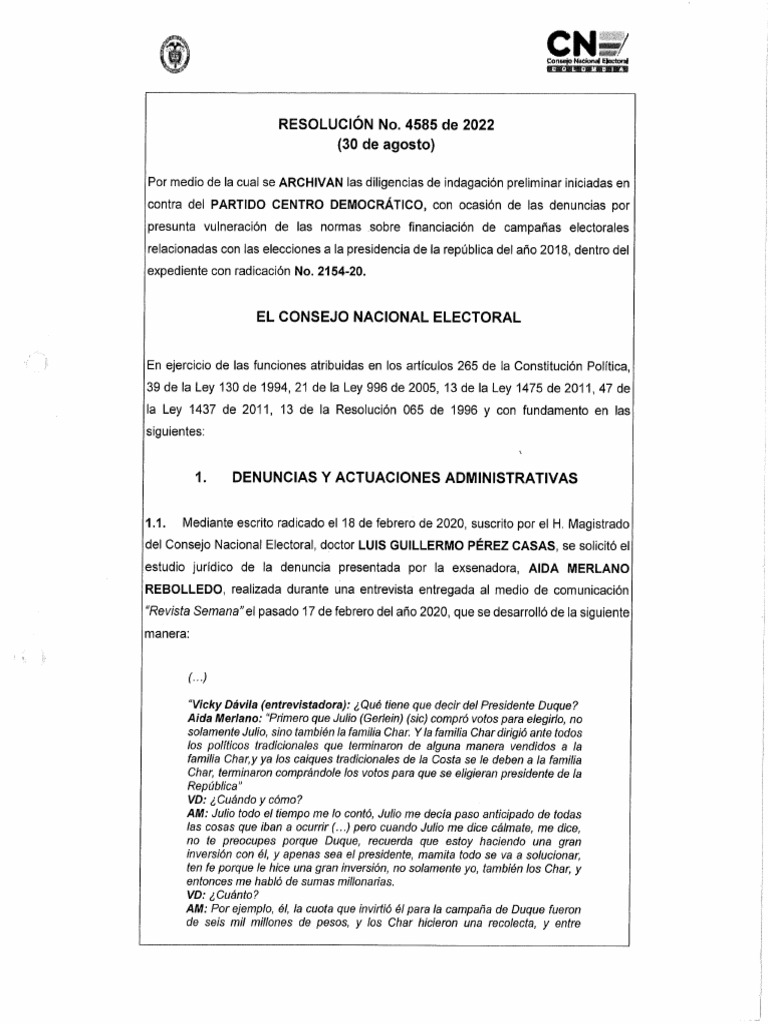 Resolución 4585 CNE | PDF