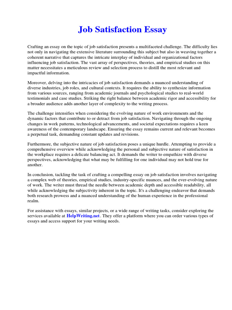 Job Satisfaction Essay | PDF | Freedom Of Speech