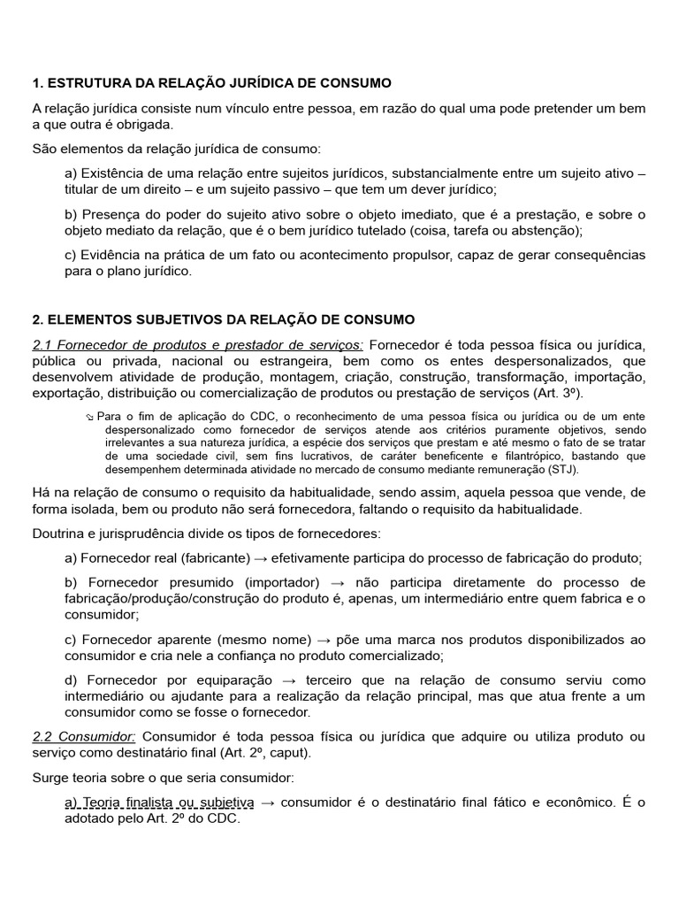Elementos Da Relação Jurídica de Consumo | PDF | Proteção ao consumidor ...