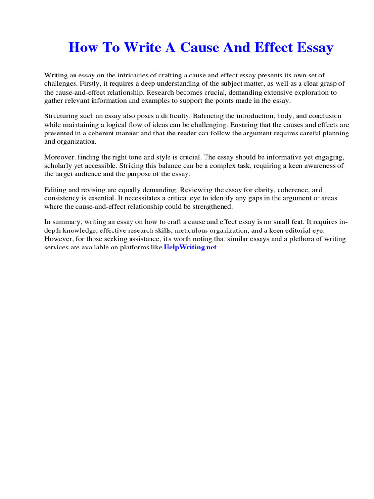 How To Write A Cause and Effect Essay PDF Tecumseh Poverty