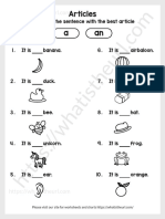 Articles A or An Worksheet For Grade 2 - Exercise 3