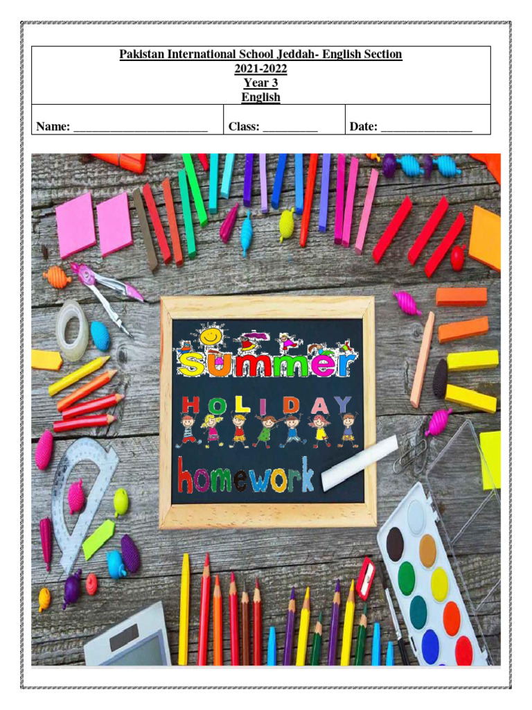 Y3 English Holiday Homework 2021-22 | PDF | Owl | Adjective