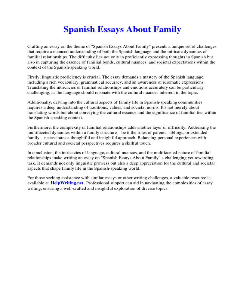 Spanish essays about family download free pdf attention deficit