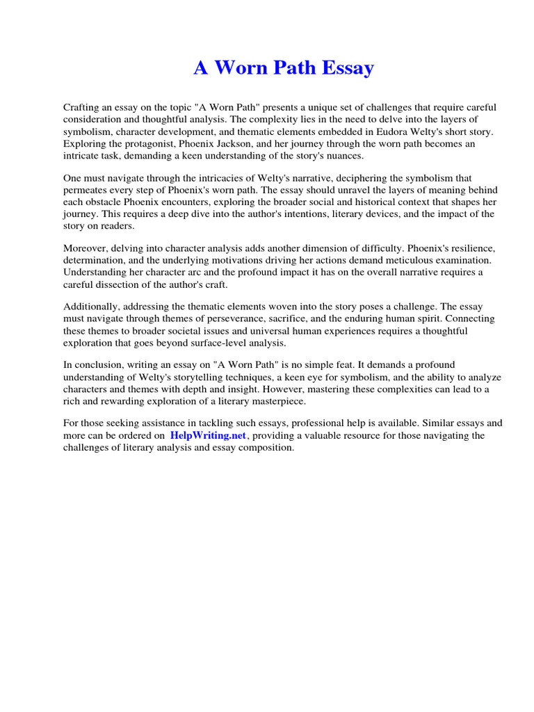 A Worn Path Essay PDF Narrative The Holocaust