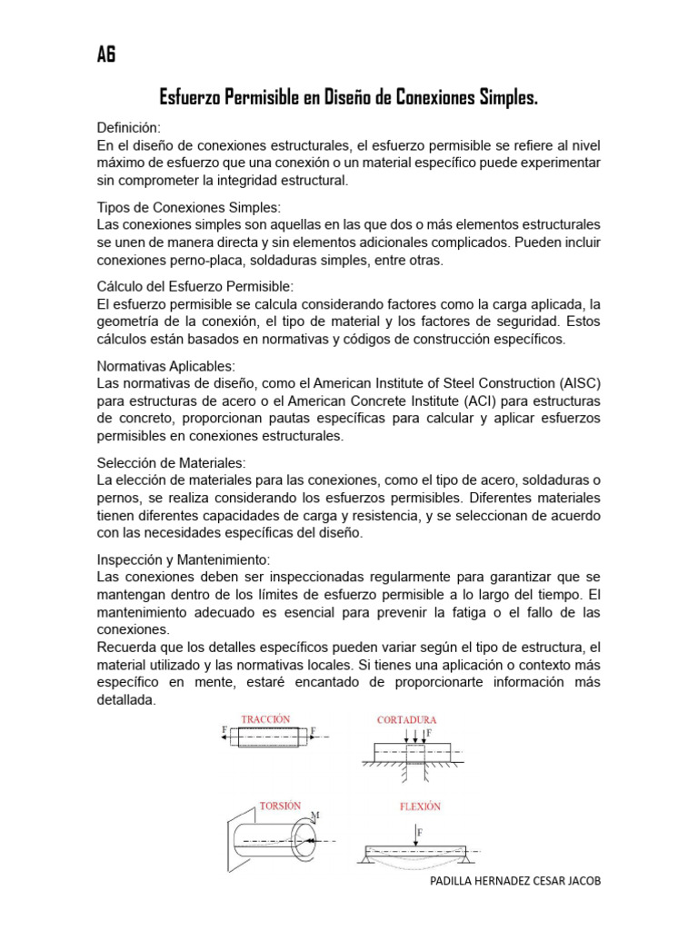 A6 Esfuerzo Permisible en Diseño de Conexiones Simples.: Padilla ...