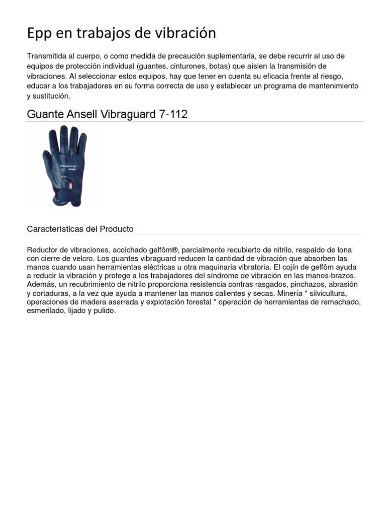 Epp en Trabajos de Vibración PDF Humedad Electrostática