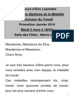 2018 - 2 - Discours EL - Remise Médailles D'honneur Du Travail - 06 03 18