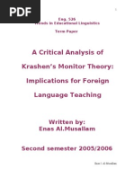Download A Critical Analysis of Krashens Monitor Theory by Eudora Priscilla SN70597626 doc pdf