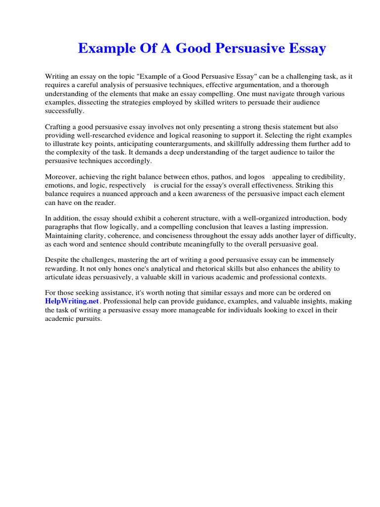 Example of A Good Persuasive Essay | PDF | Economic Inequality ...