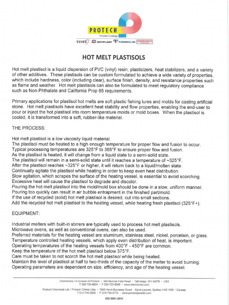 Hot Melt Plastisol Information | PDF