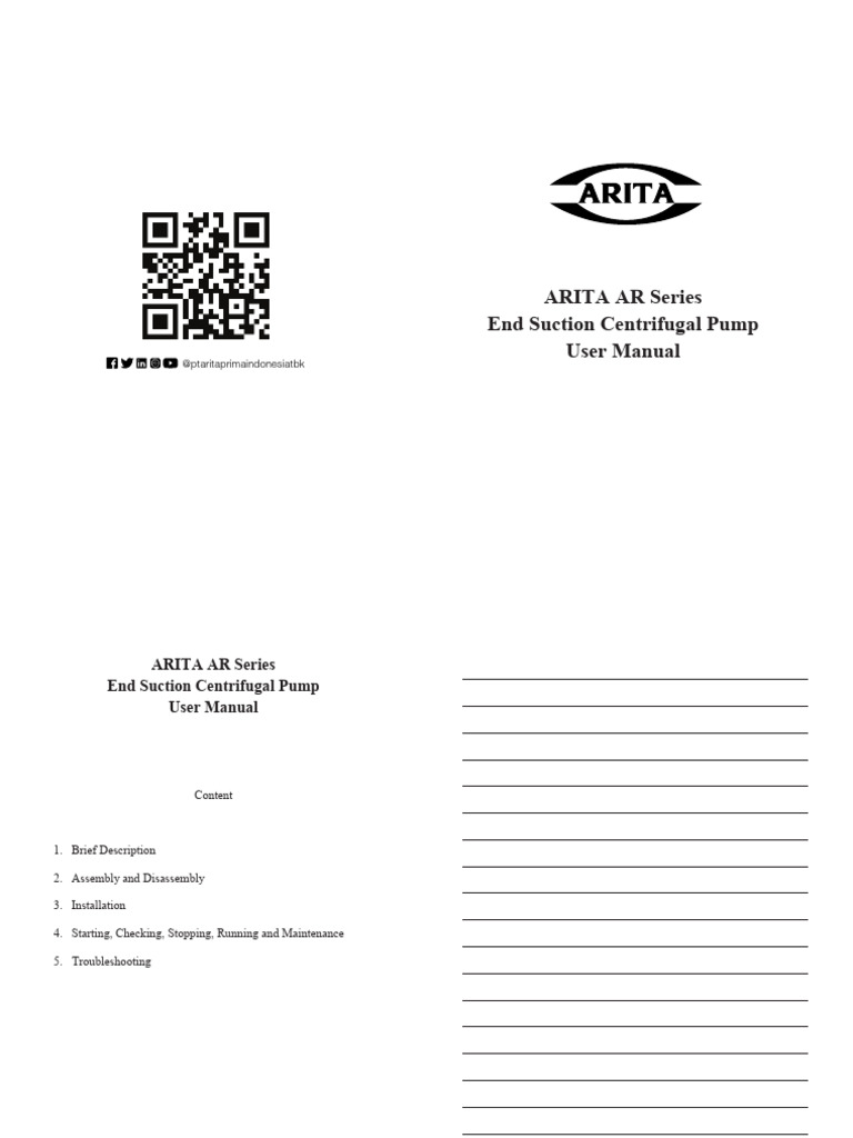 Manual Book Ar Series Pdf Pump Bearing Mechanical