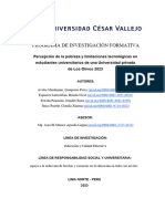 Percepción de La Pobreza y Limitaciones Tecnológicas en Estudiantes Universitarios de Una Universidad Privada de Los Olivos 2023
