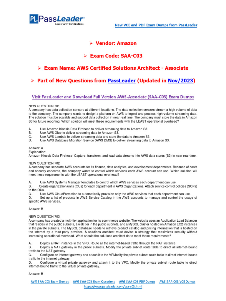 AWS SAA-C03 Exam Dumps and Questions | PDF | Amazon Web Services | Databases