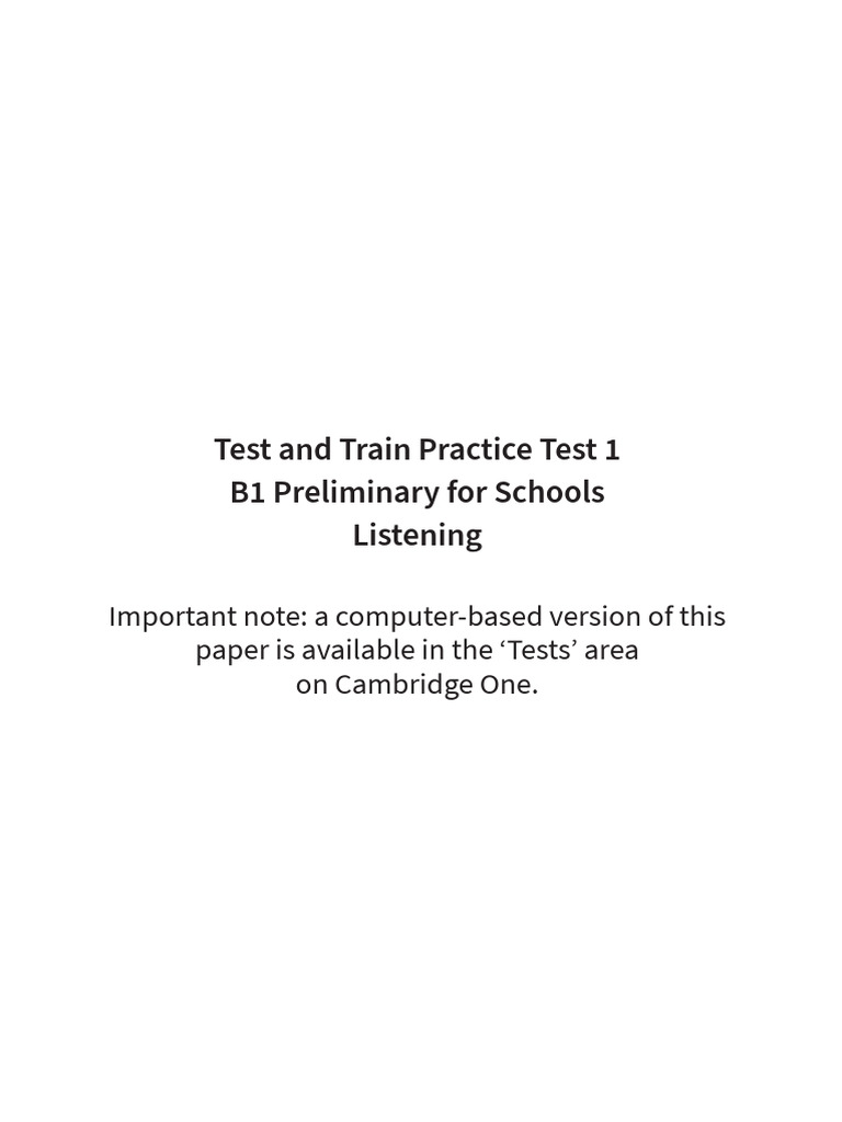 Test and Train Practice Test B1 PFS Listening Audio Script | PDF