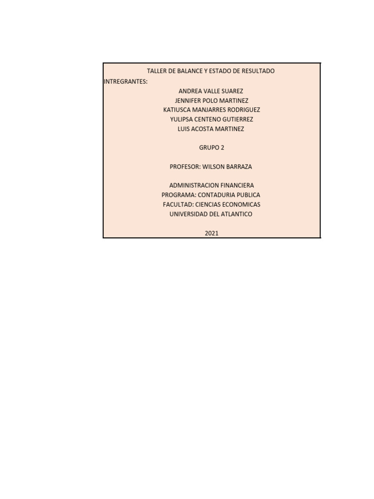 Ejemplos de Balance y Estado de Resultados | PDF | Hoja de balance ...