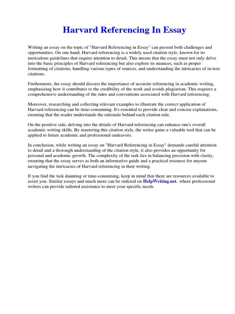 Harvard Referencing in Essay | Download Free PDF | Citation