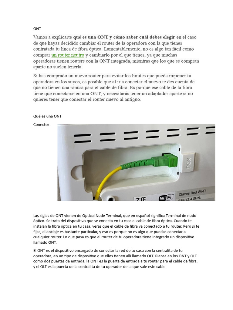 ONT (Optical Node Terminal) | Descargar gratis PDF | Enrutador ...
