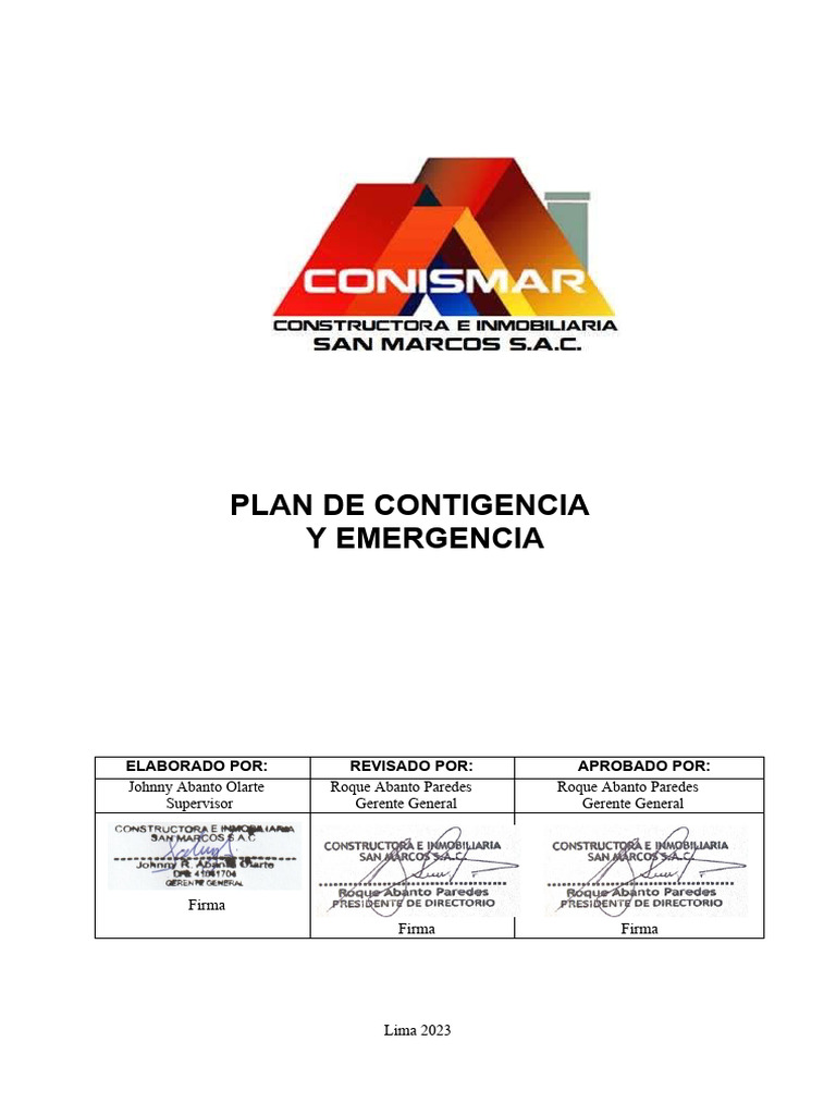 Plan de Emergencia y Contingencia | PDF | Primeros auxilios | Incendios