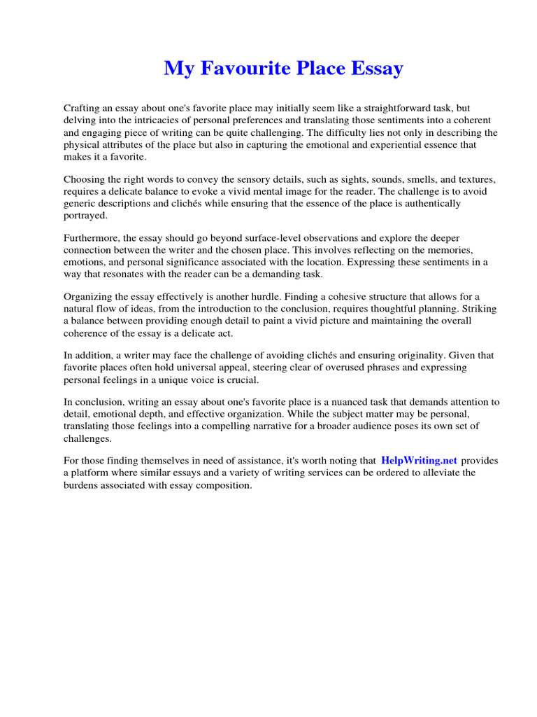 My Favourite Place Essay PDF Essays Internment Of Japanese Americans
