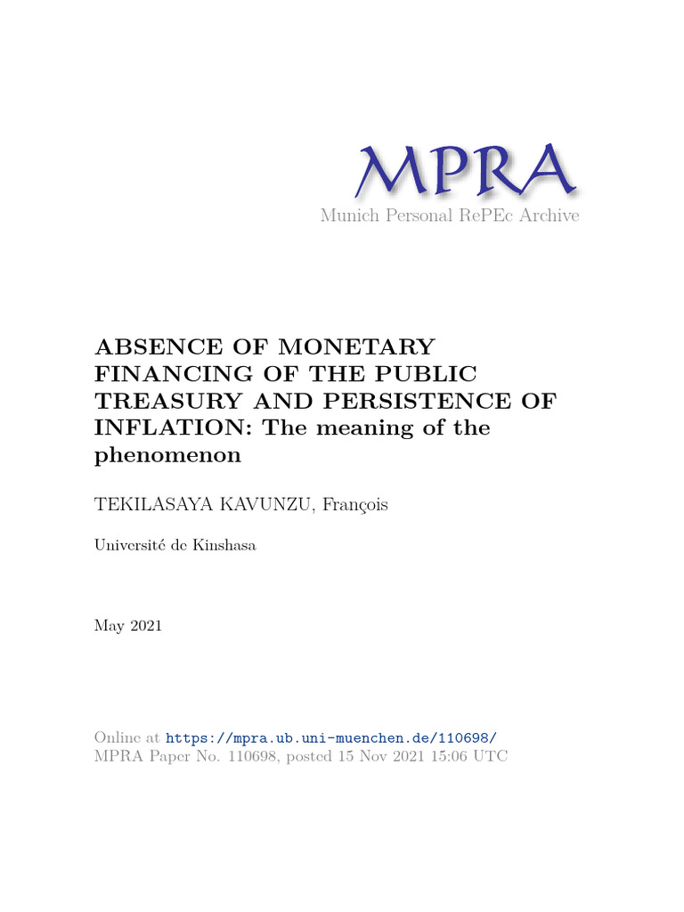 MPRA Paper 110698 | PDF | Inflation | Argent