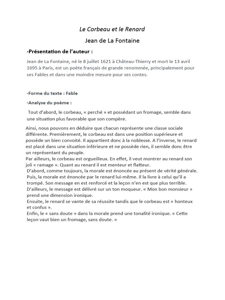 Fable de la Ruse et de l'Orgueil | PDF | Poésie | Fiction générale
