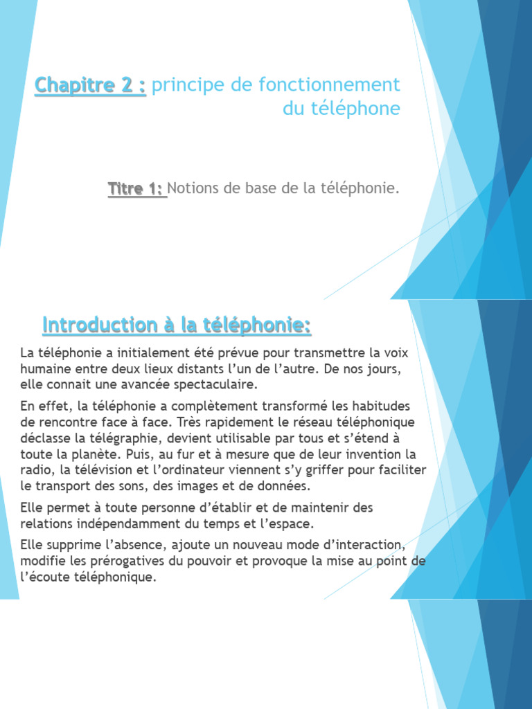 Introduction à la Téléphonie | PDF | Commutateur téléphonique | Téléphone