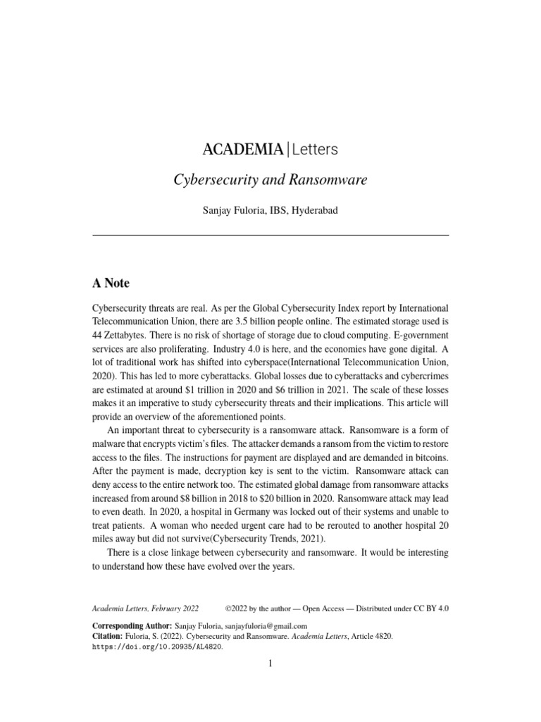 Cybersecurity: Ransomware Threats | PDF | Ransomware | Computer Security