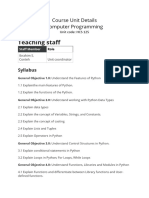 Computer Programming Unit Details
