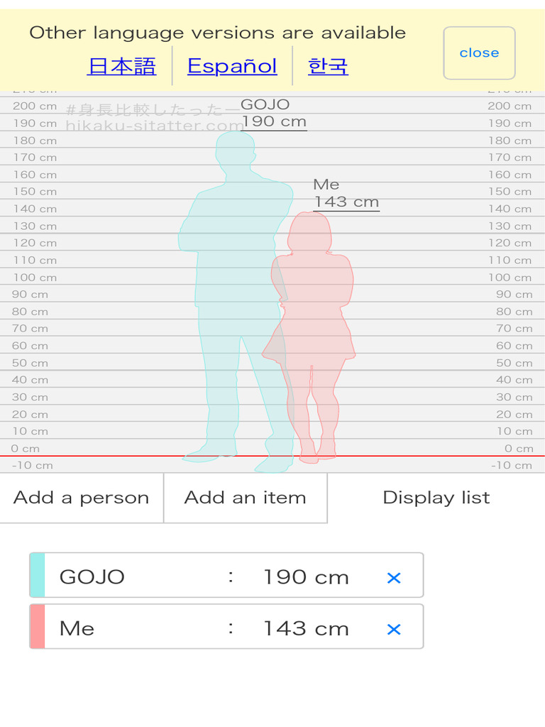Hikaku Sitatter - Height Comparison Chart | PDF